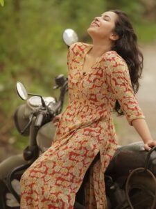 Komalee Prasad in beige linen shirt-dress during street