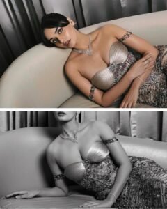 Manushi Chhillar Metallic Bustier Gown – Glam Evening Look (3)