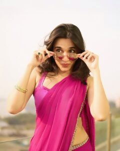 Nuveksha Latest Saree Images – Hot Pink Saree HD Photoshoot Stills (10)