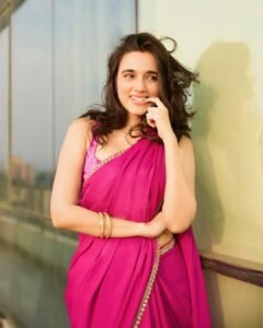 Nuveksha Latest Saree Images – Hot Pink Saree HD Photoshoot Stills (7)