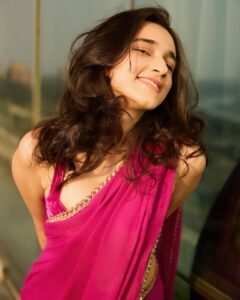Nuveksha Latest Saree Images – Hot Pink Saree HD Photoshoot Stills (8)