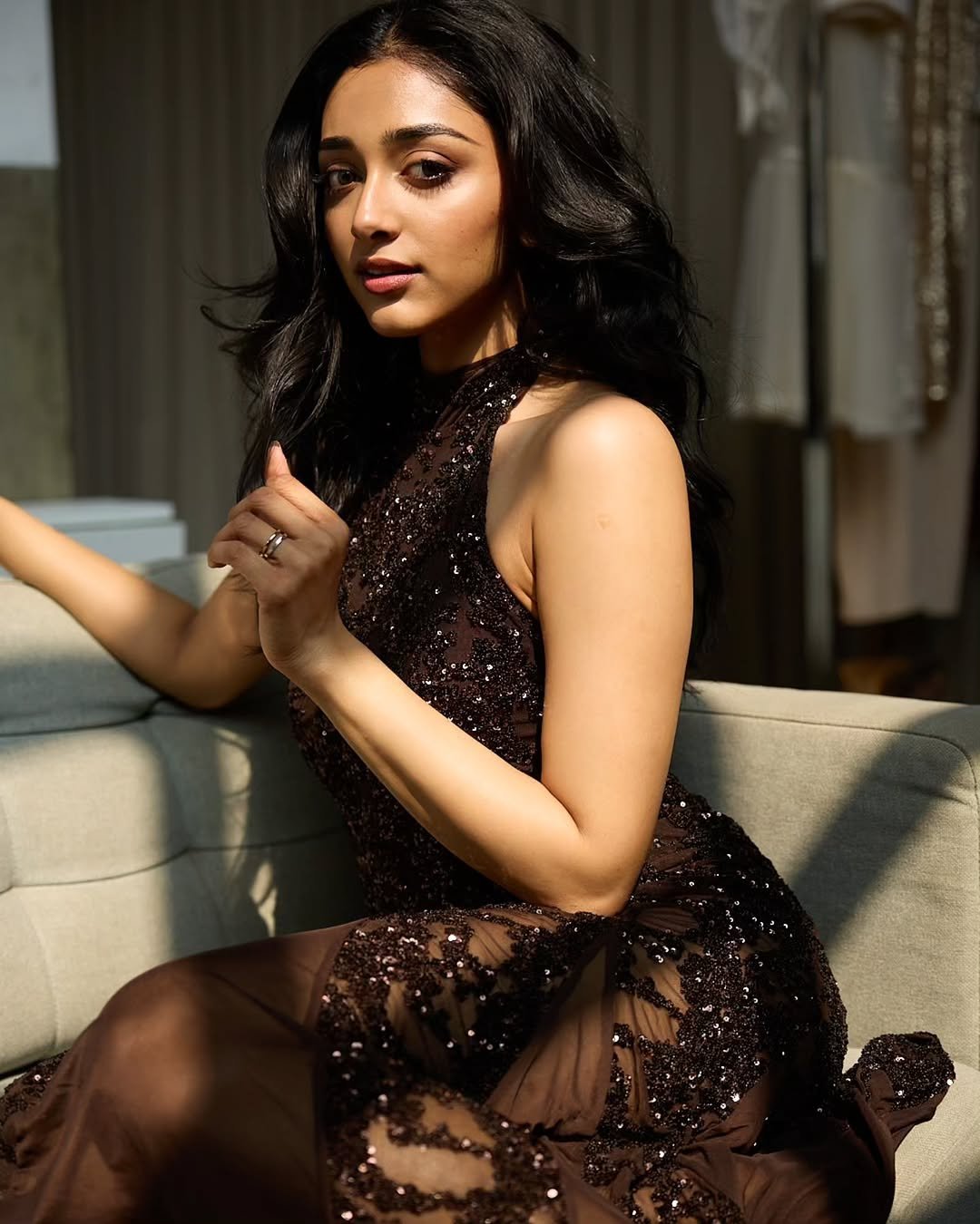 Preethi Mukundan Brown Sequin Fashion – Glamorous Studio Photoshoot (3)