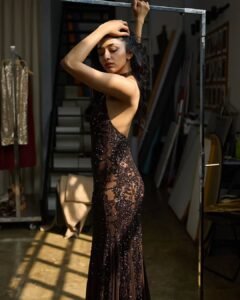 Preethi Mukundan Brown Sequin Fashion – Glamorous Studio Photoshoot (4)