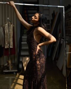 Preethi Mukundan Brown Sequin Fashion – Glamorous Studio Photoshoot (9)