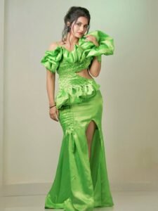 Priyanka Jain bold green gown HD photos – ActorFacts exclusive