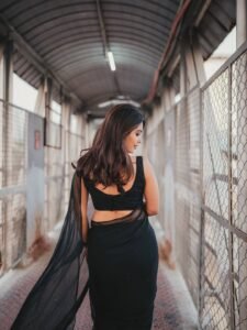 Priyanka Jain modern black saree HD photos – ActorFacts exclusive