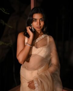 Shivathmika Rajashekar elegant sheer saree photoshoot 2025 – ActorFacts exclusive