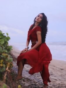 Trupti Ravindra in Red Dress – Stylish Beachside HD Photos (3)