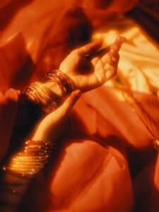 Yoga Lakshmi Golden Hour Close-Up – Traditional Nose Ring & Red Saree Glow (10)