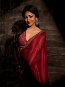 Adhya Thakur Stunning Red Silk Saree Look HD Images latest HD photos