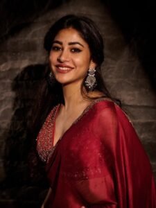 Adhya Thakur Stunning Red Silk Saree Look HD Images trending celebrity photos