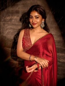 Adhya Thakur Stunning Red Silk Saree Look HD Images beautiful outfit images