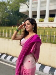 Ashika Ranganath Looks Gorgeous in Pink Saree stunning fashion look