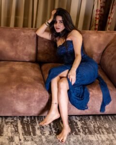 Divya Bharathi Looks Stunning in Blue Designer Dress beautiful outfit images