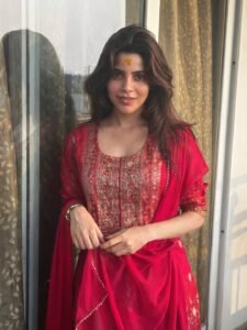 Divya Bharathi Stuns in Red Traditional Outfit – Latest HD Photos (1)