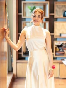 Kajal Aggarwal Looks Stunning in Elegant White Outfit stunning fashion look