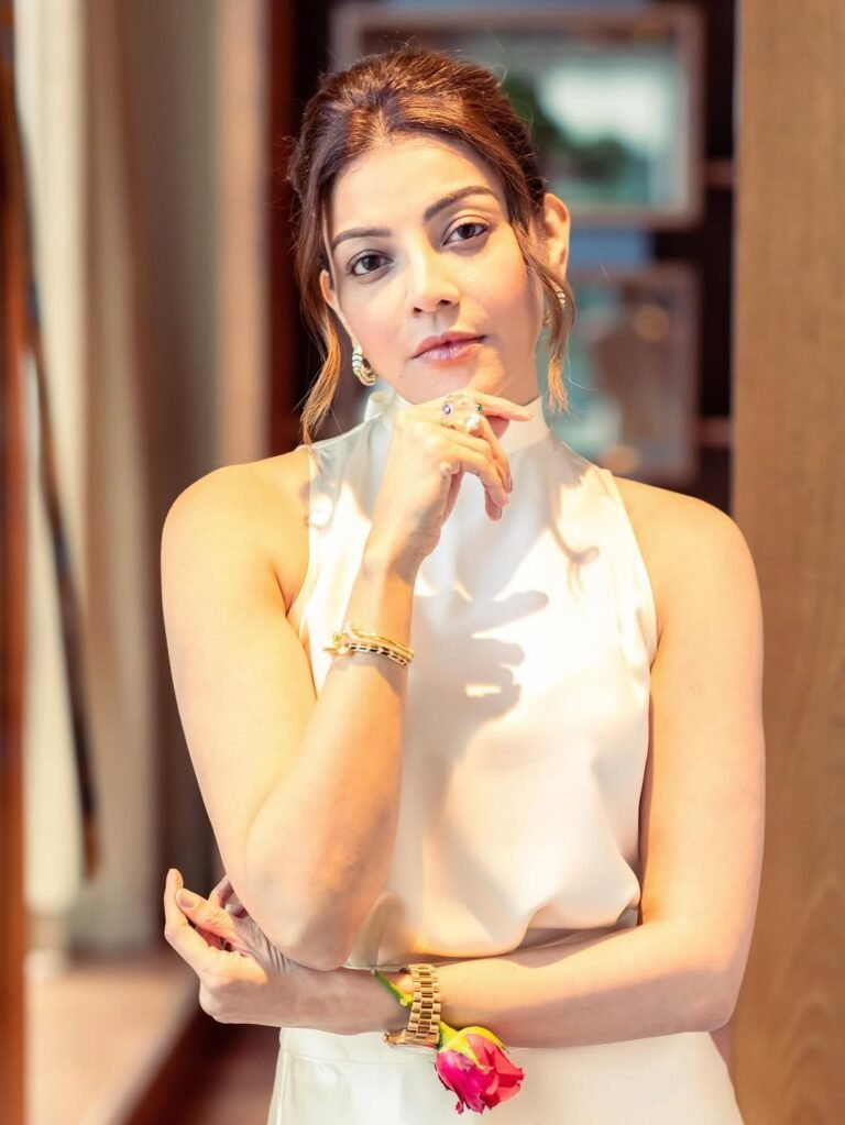 Kajal Aggarwal Looks Stunning in Elegant White Outfit latest HD photos