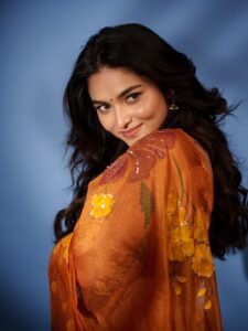 Kayadu Lohar Stunning Orange Saree Traditional Look HD Images latest HD photos