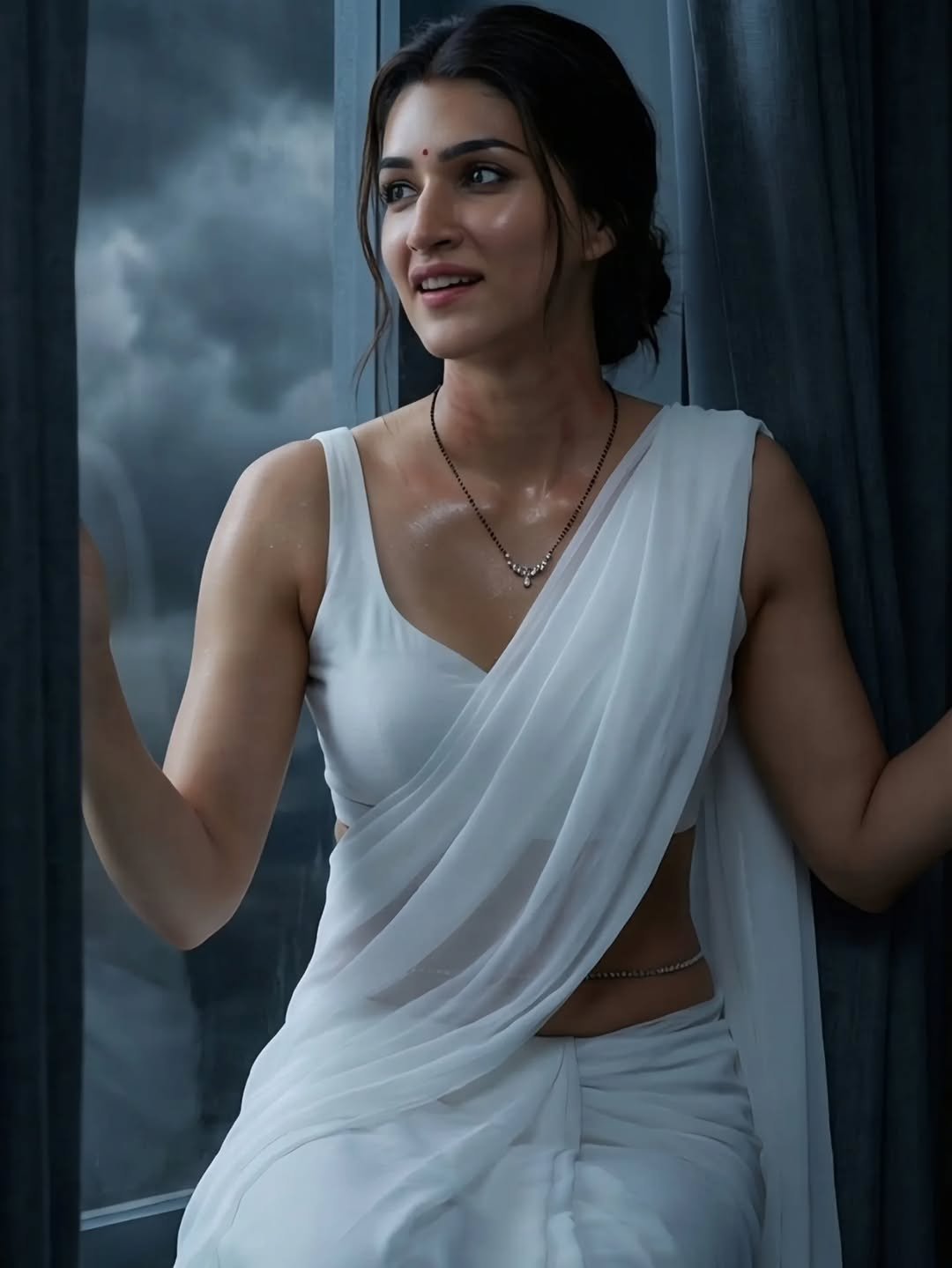 Kriti Sanon Stuns in Elegant White Saree – AI Generated Photos (2)