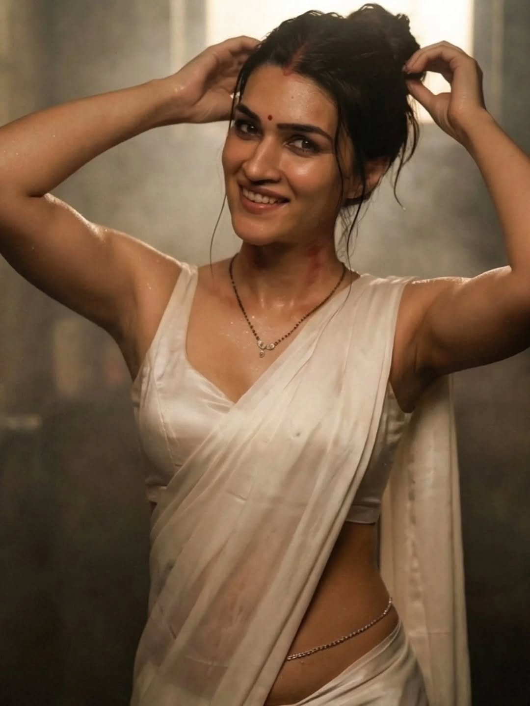 Kriti Sanon Stuns in Elegant White Saree – AI Generated Photos (8)