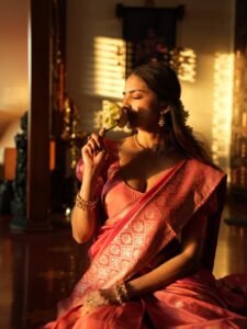 Malavika Mohanan Stuns in Red Silk Saree – ActorFacts (13)