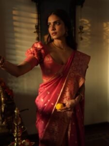 Malavika Mohanan Stuns in Red Silk Saree – ActorFacts (3)