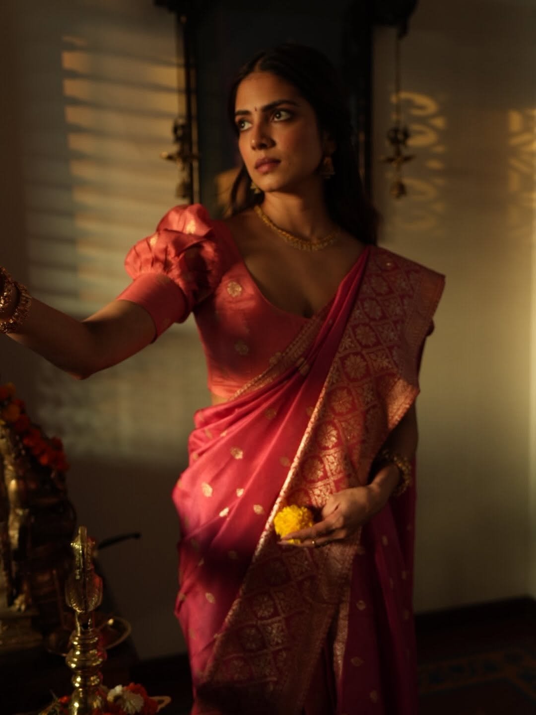 Malavika Mohanan Stuns in Red Silk Saree – ActorFacts (3)