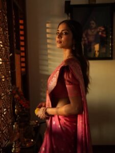 Malavika Mohanan Stuns in Red Silk Saree – ActorFacts (9)