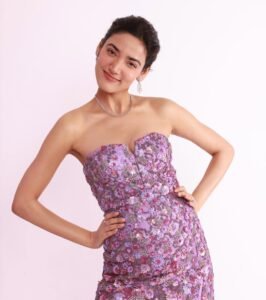 Medha Shankar Stuns in Pink Floral Strapless Dress – Latest HD Photos (1)