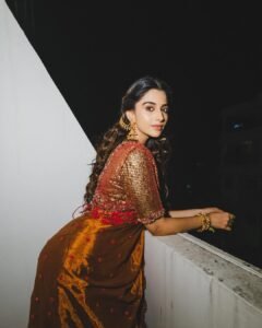 Meenakshi Chaudhary Stunning Red Saree Photos 2026 latest HD photos