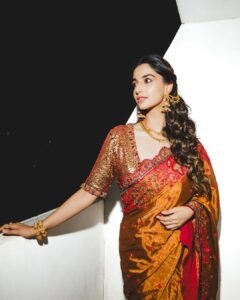 Meenakshi Chaudhary Stunning Red Saree Photos 2026 latest HD photos