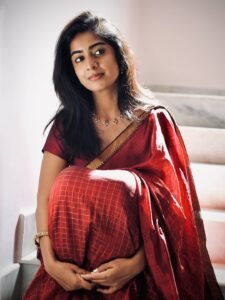 Megha Lekha Stunning Red Saree Photos (11)