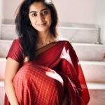 Megha Lekha Stunning Red Saree Photos (3)