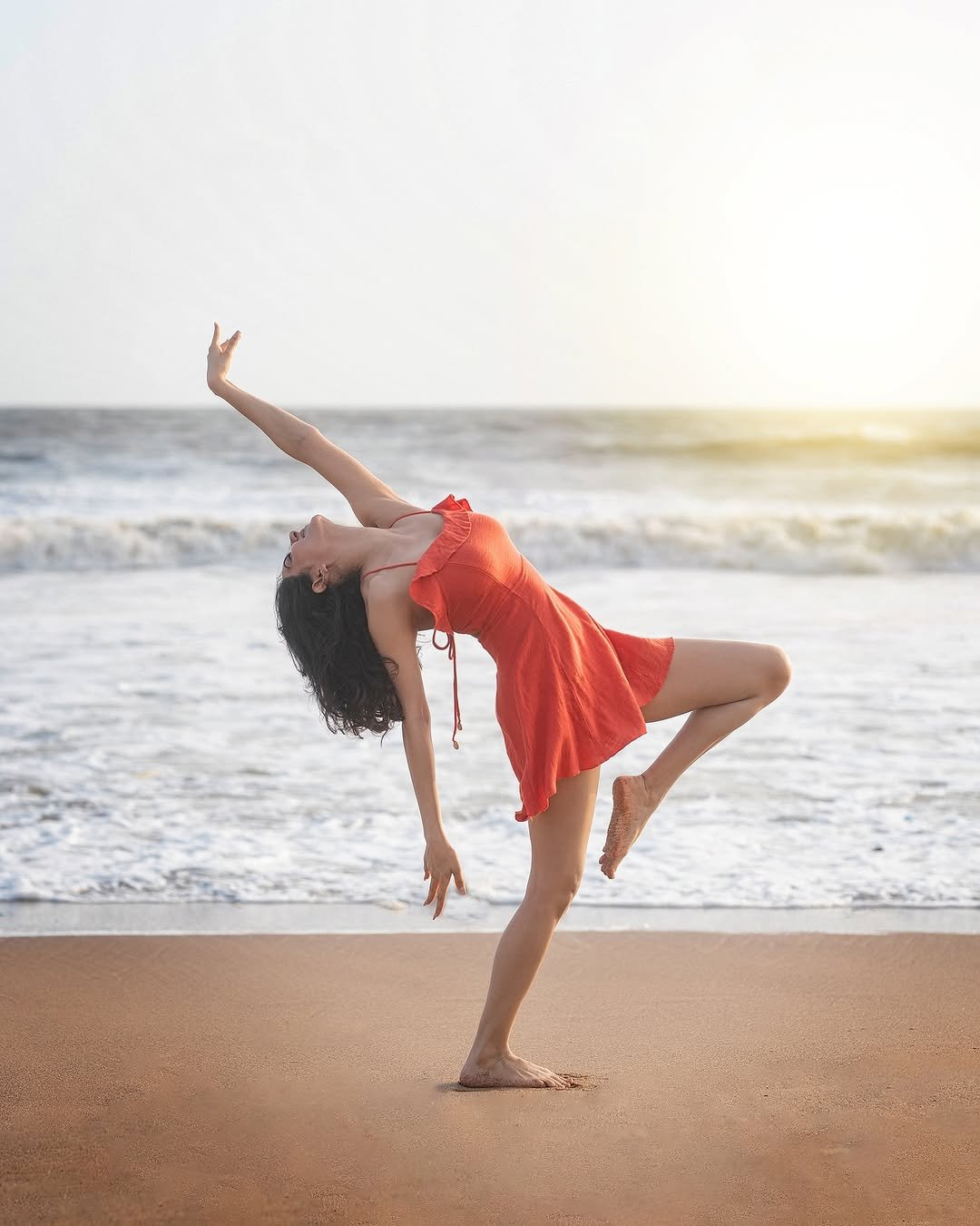 Misha Narang Stunning Beach Look in Orange Dress (11)