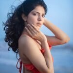 Misha Narang Stunning Beach Look in Orange Dress beautiful outfit images
