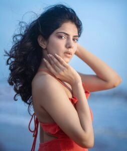 Misha Narang Stunning Beach Look in Orange Dress beautiful outfit images