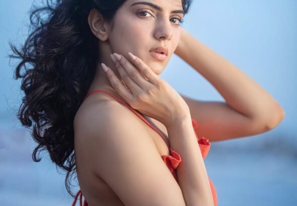 Misha Narang Stunning Beach Look in Orange Dress beautiful outfit images