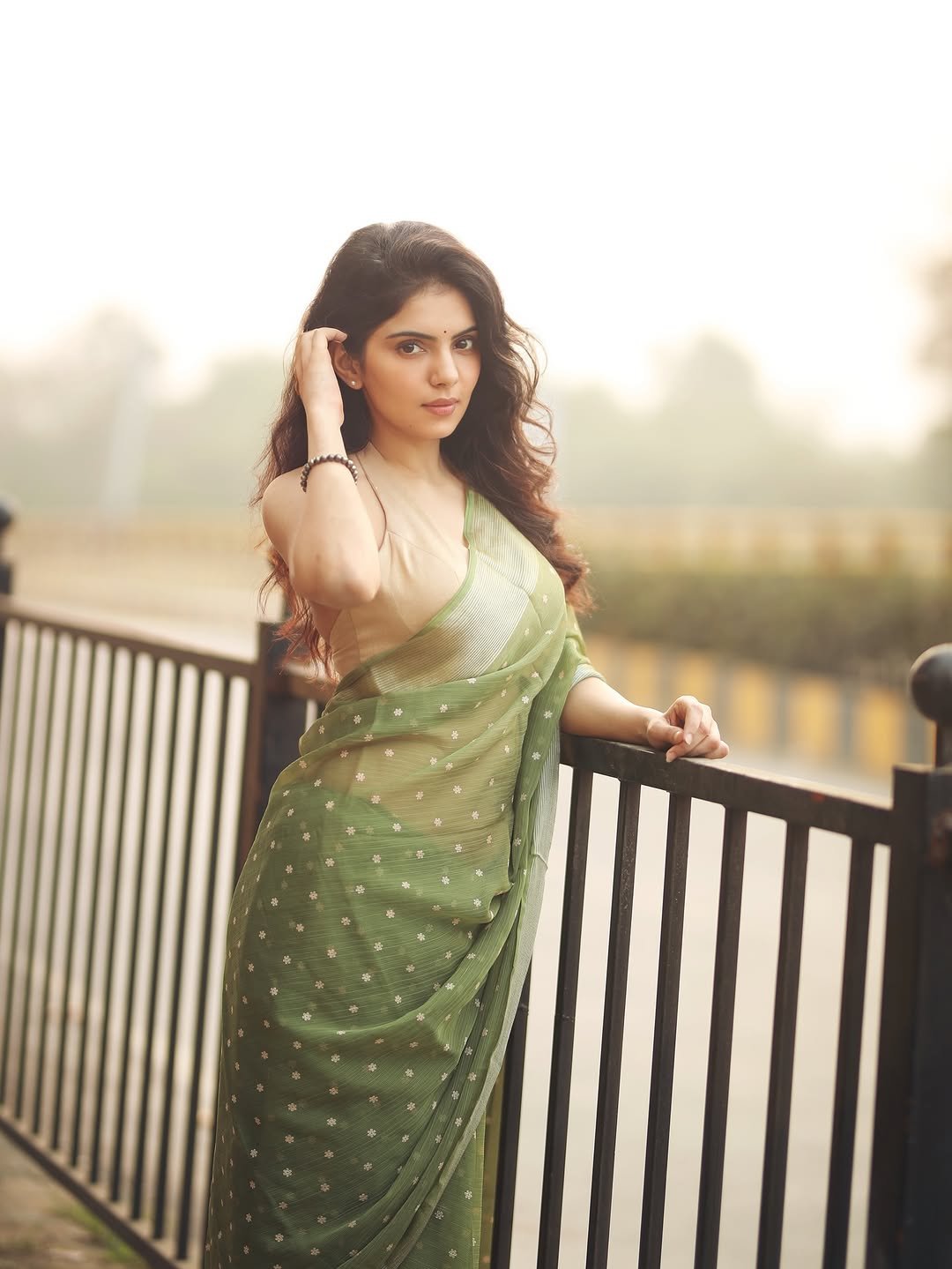 Misha Narang Stunning in Green Saree – Latest HD Photos & Elegant Look (19)