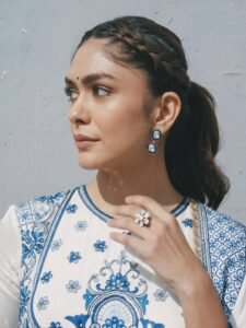 Mrunal Thakur Looks Stunning in Elegant Blue & White Outfit – Latest HD Photos (1)