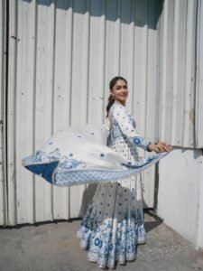 Mrunal Thakur Looks Stunning in Elegant Blue & White Outfit – Latest HD Photos (8)