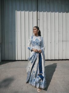 Mrunal Thakur Looks Stunning in Elegant Blue & White Outfit – Latest HD Photos (9)