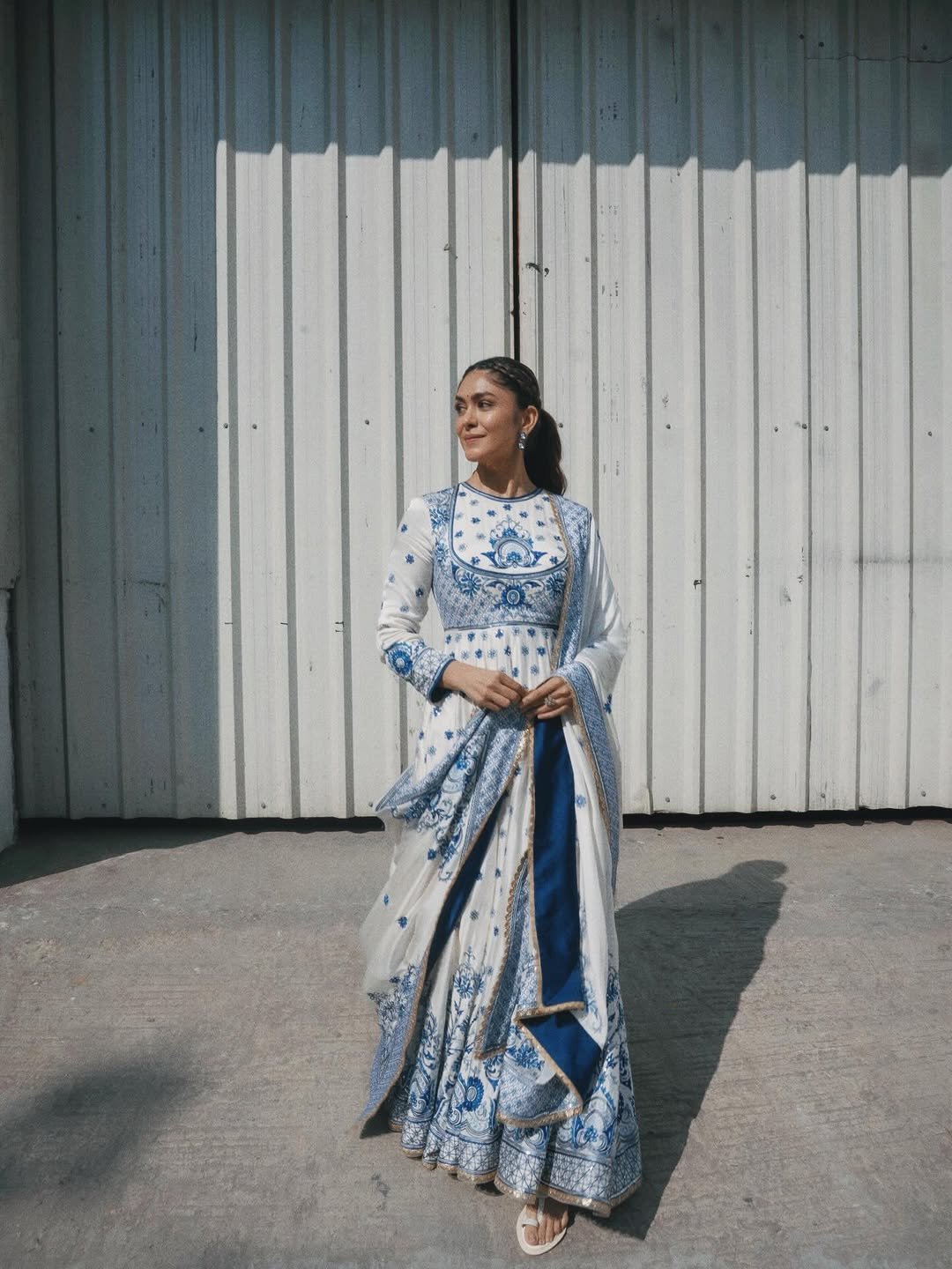 Mrunal Thakur Looks Stunning in Elegant Blue & White Outfit – Latest HD Photos (9)