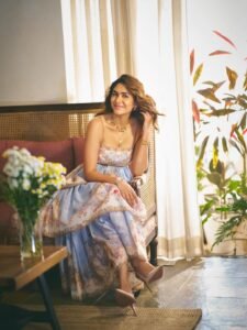 Mrunal Thakur Stunning Blue Floral Dress Photos 2026 stunning fashion look
