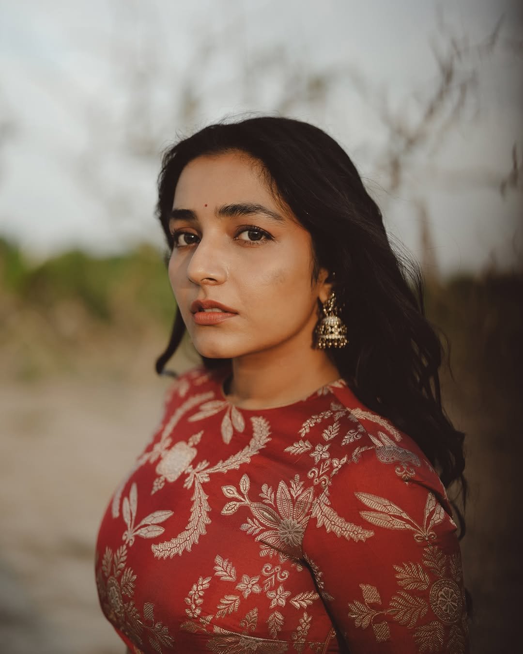 Rajisha Vijayan Looks Stunning in Red Traditional Outfit beautiful outfit images