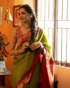 Rukmini Vasanth Looks Stunning in Green Silk Saree latest HD photos