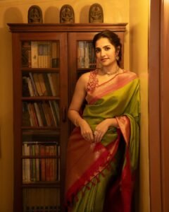 Rukmini Vasanth Looks Stunning in Green Silk Saree latest HD photos