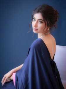 Sara Arjun Elegant Blue Saree Photos 2026 trending celebrity photos