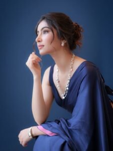 Sara Arjun Elegant Blue Saree Photos 2026 trending celebrity photos