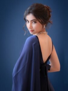 Sara Arjun Elegant Blue Saree Photos 2026 beautiful outfit images