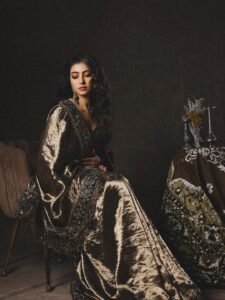 Sara Arjun Looks Stunning in Elegant Black and Gold Saree latest HD photos